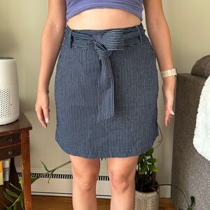 Striped Navy Skirt with Belt